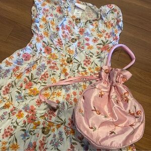 Boho beach sunset vibe girls twirl dress flowy silhouette sunset pink orange bag
